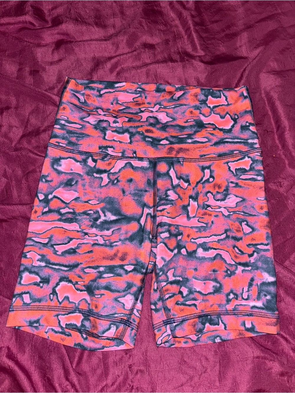 lululemon athletica Pink & Orange Marbled Bike Shorts